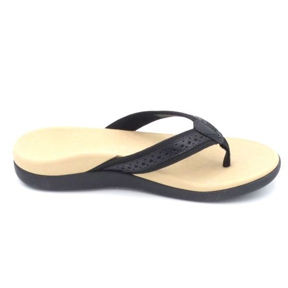 Vionic Shoes - Vionic Leather Thong Sandals Tide Sally Black - Medium